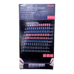 Inertia Mountable Socket Organizer Rail Set 9-Piece 1/4 3/8 1/2 Drive NEW